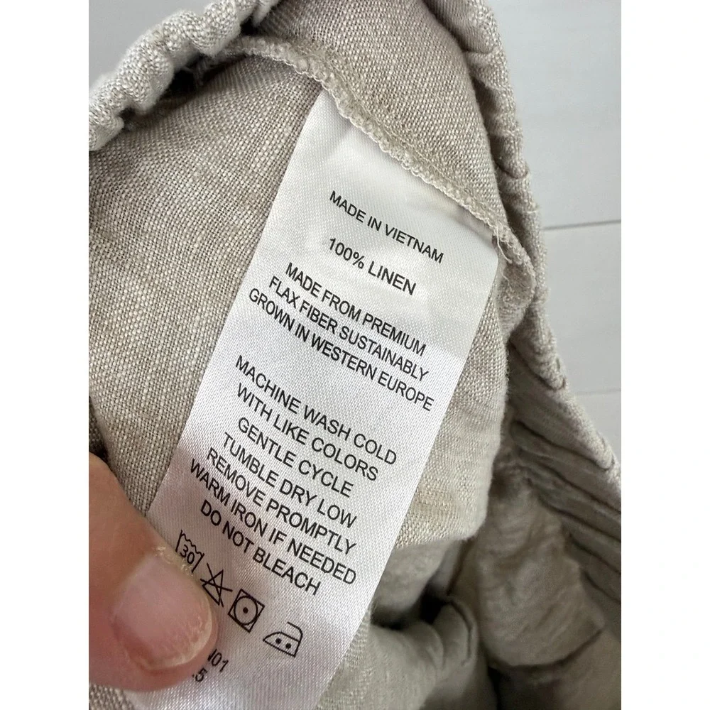 Quince 100% European Linen Tapered Ankle Pants Flax Pull On Pockets M